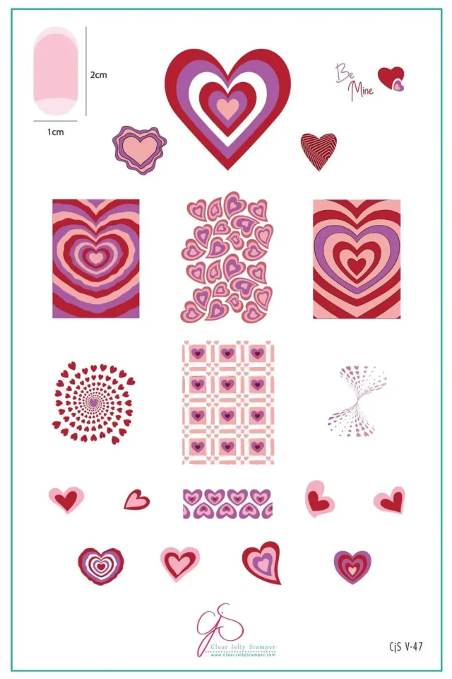 Clear Jelly Stamper CjSV-47 Heart's Desire stamping plade hjerter