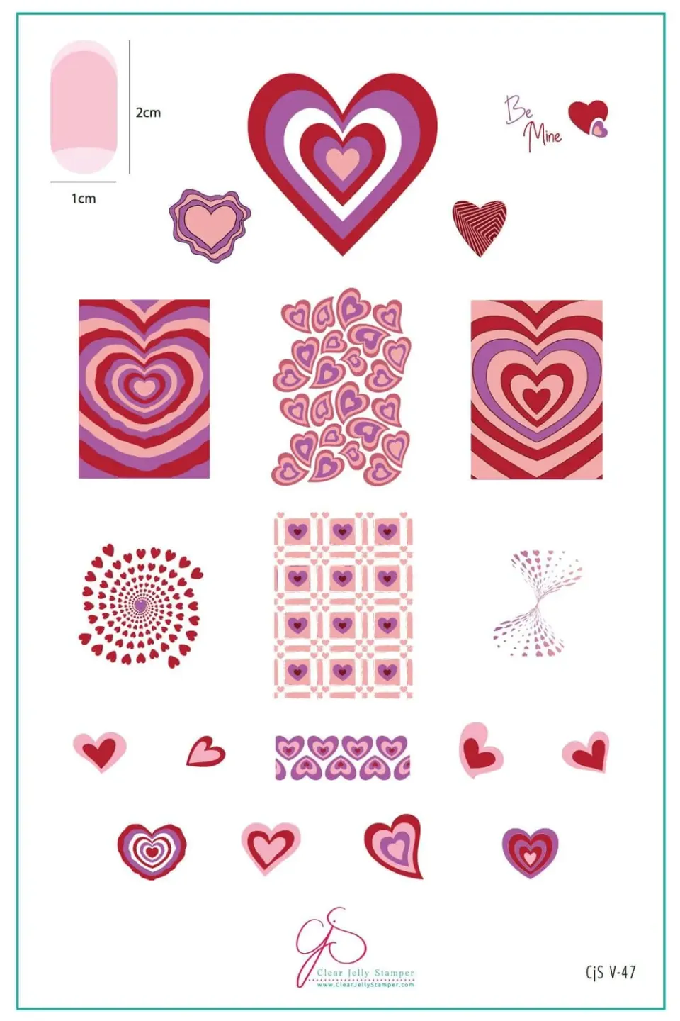 Clear Jelly Stamper CjSV-47 Heart's Desire stamping plade hjerter