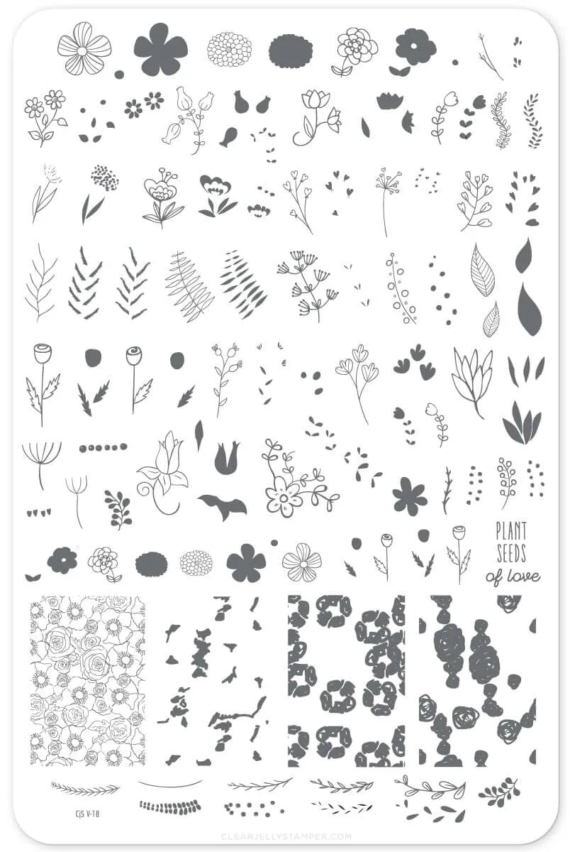 Clear Jelly Stamper CjS V-18 Blossoming Romance plade blomster