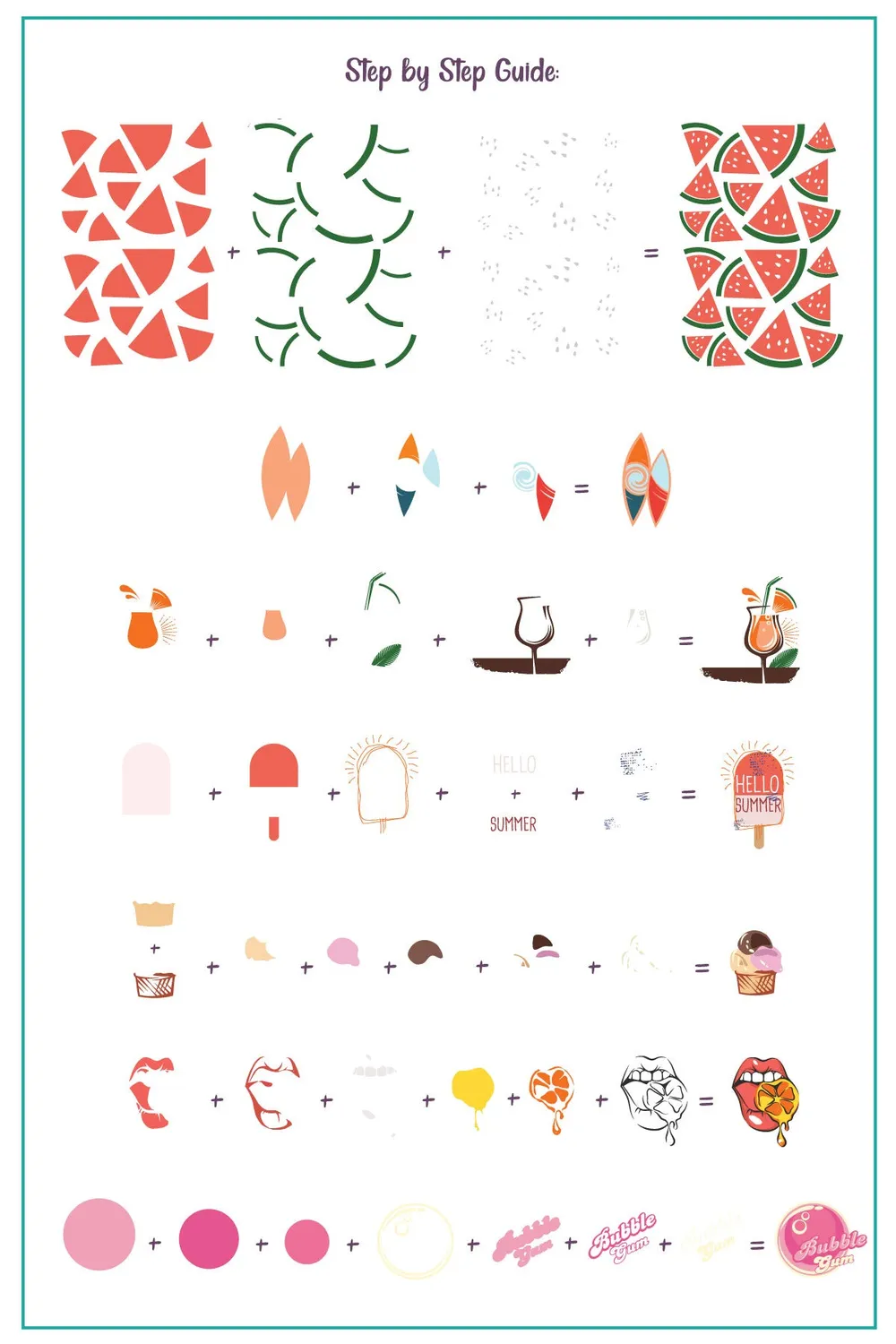 Clear Jelly Stamper Retro Summer CjS-391 stampingplade 14x9