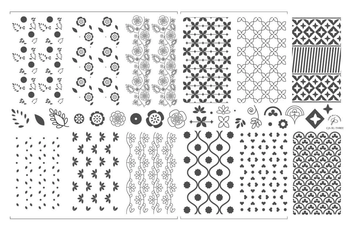 Clear Jelly Stamper XL-Three CjS-XL-THREE negleplade floral