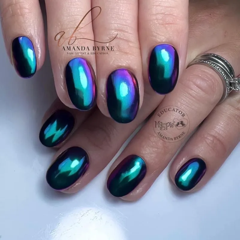 Indigo Nails Winifred chrome pulver spejleffekt