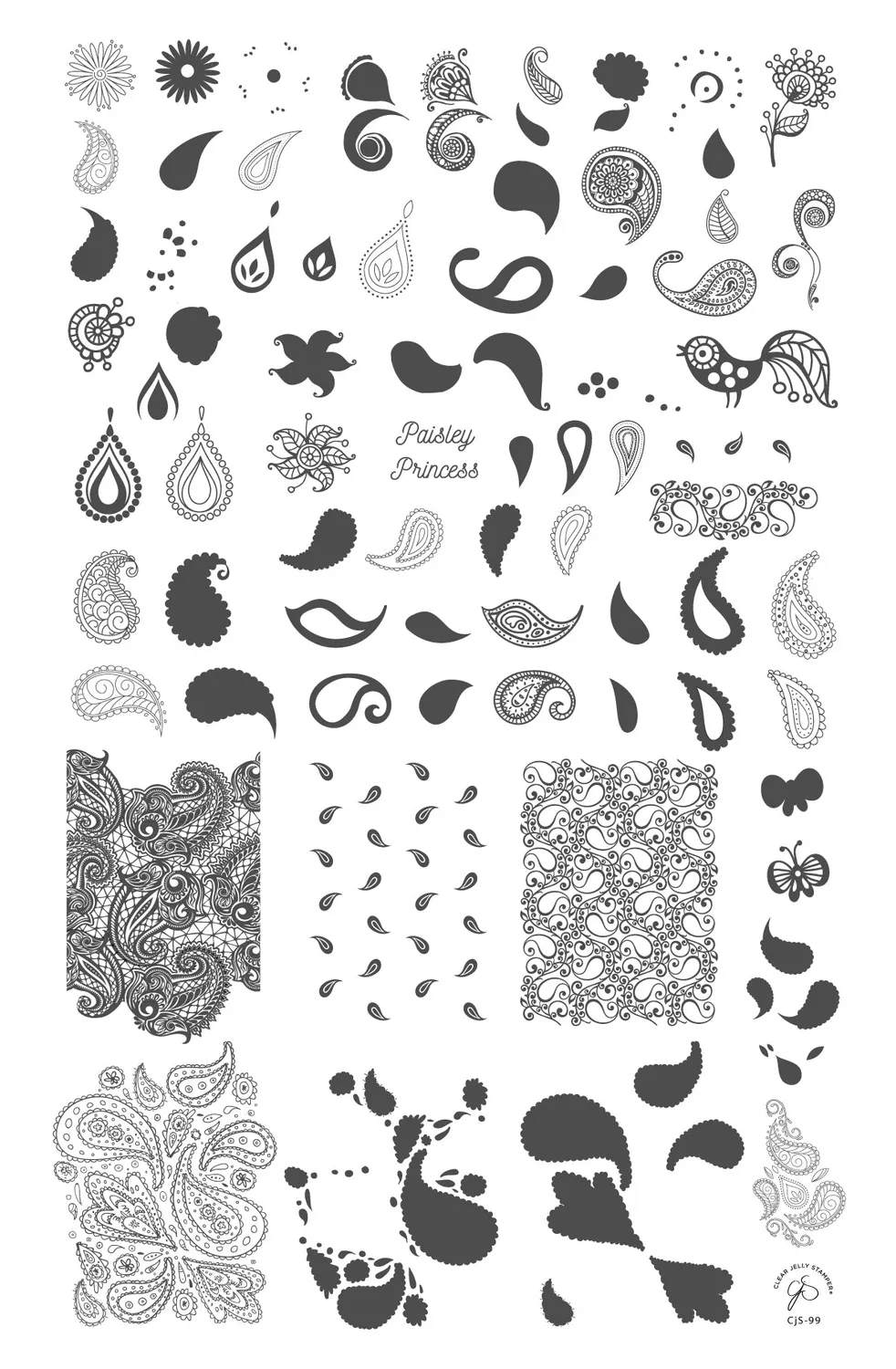 Clear Jelly Stamper Paisley Princess CjS-99 stampingplade blomst