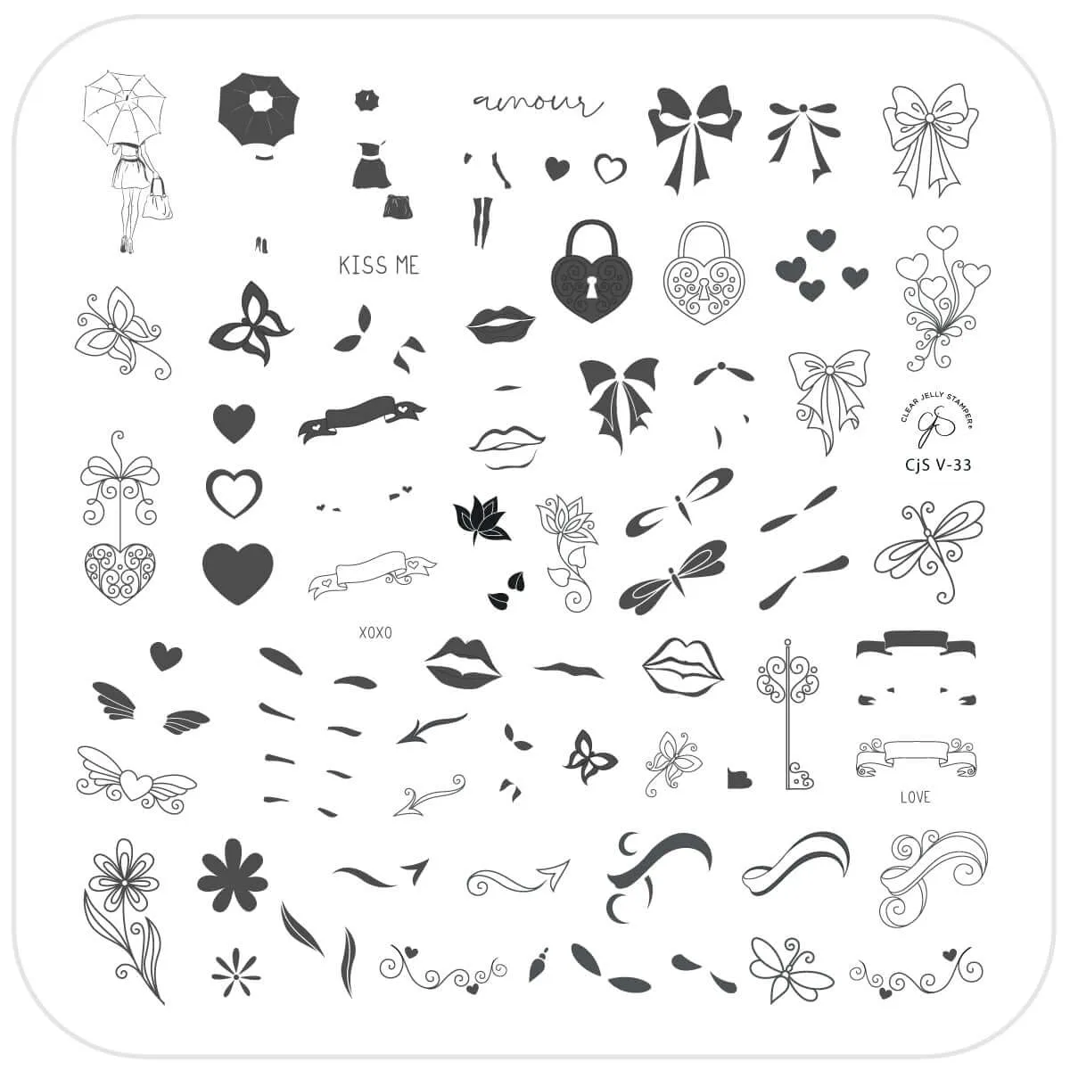 Clear Jelly Stamper Amour CjSV-33 stampingplade hjerter