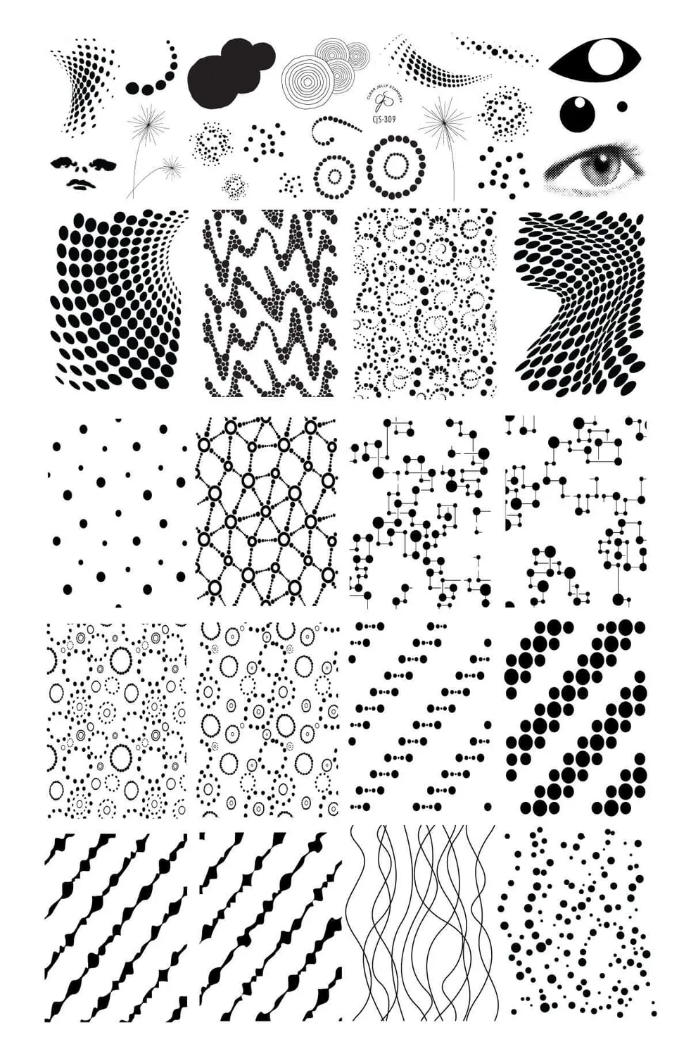 Clear Jelly Stamper Abstract One CjS-309 stampingplade stor abstrakt