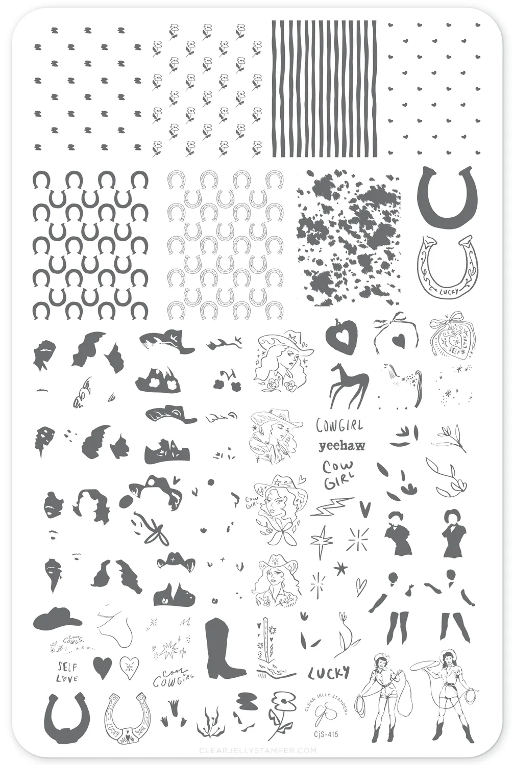 Clear Jelly Stamper CjS-415 Cool Cowgirl stampingplade 14x9