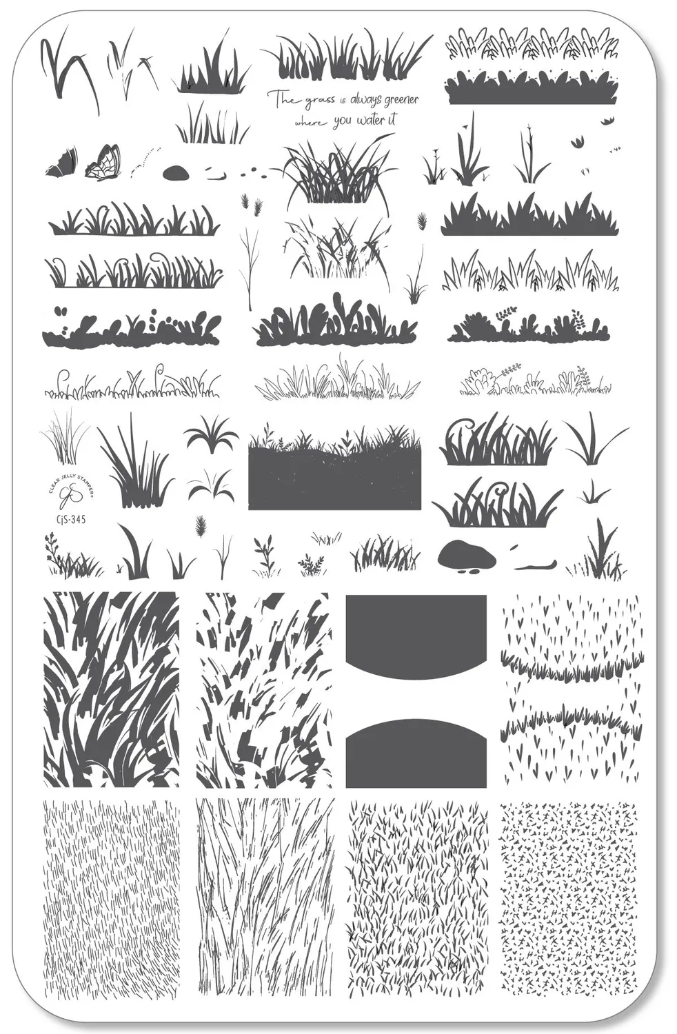 Clear Jelly Stamper CjS-345 Greener Grass stempelplade 14,5x9,5