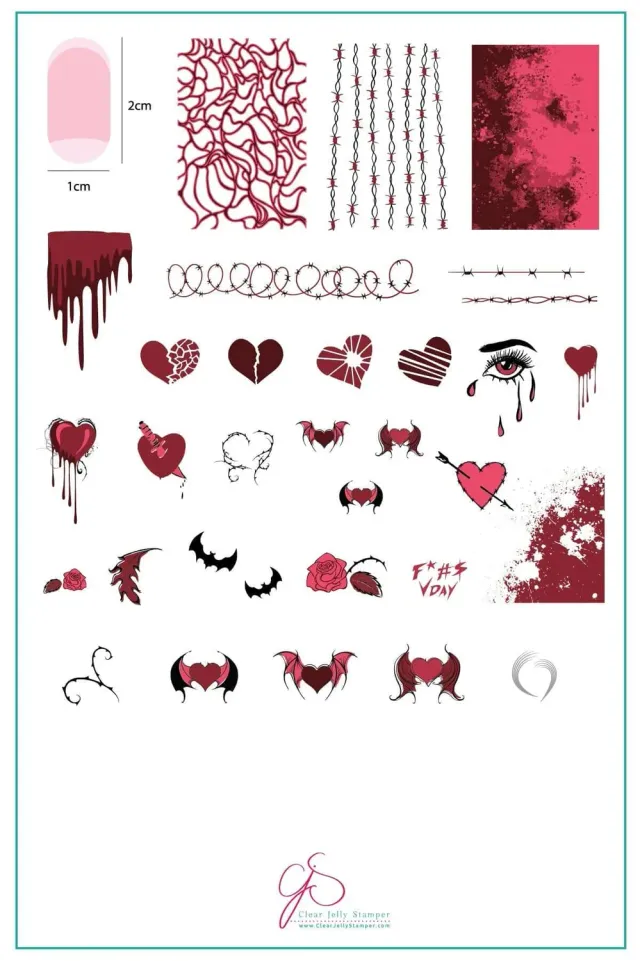 Clear Jelly Stamper Dark Heart CjSV-14 stampingplade goth