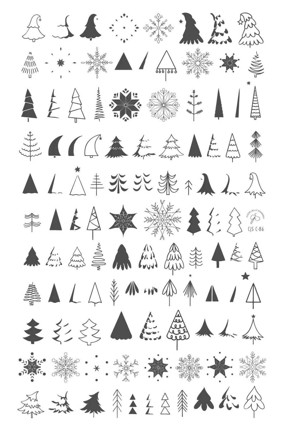 Clear Jelly Stamper CjSC-86 Frosty Forest stampingplade vinter
