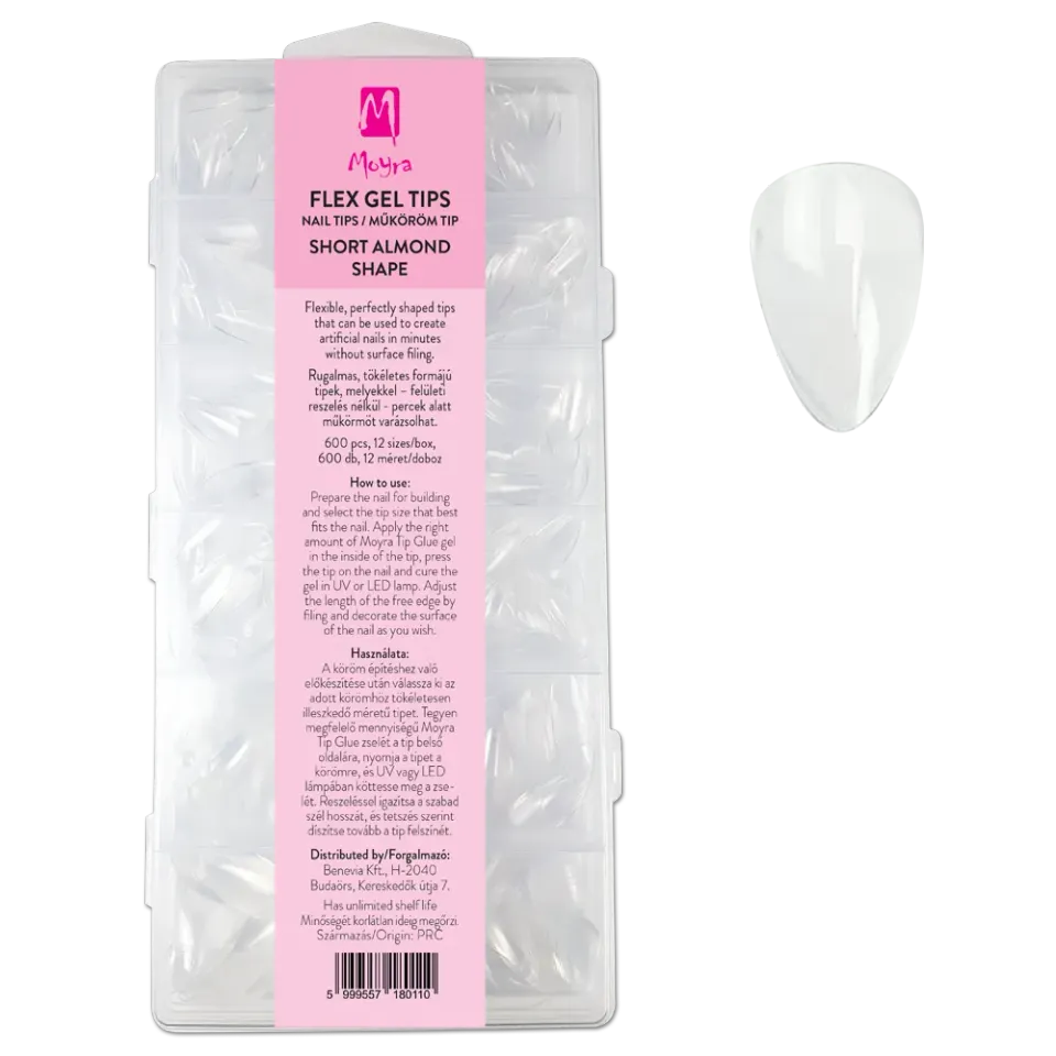 Moyra Flex Short Almond gel negletips 600 stk fleksible