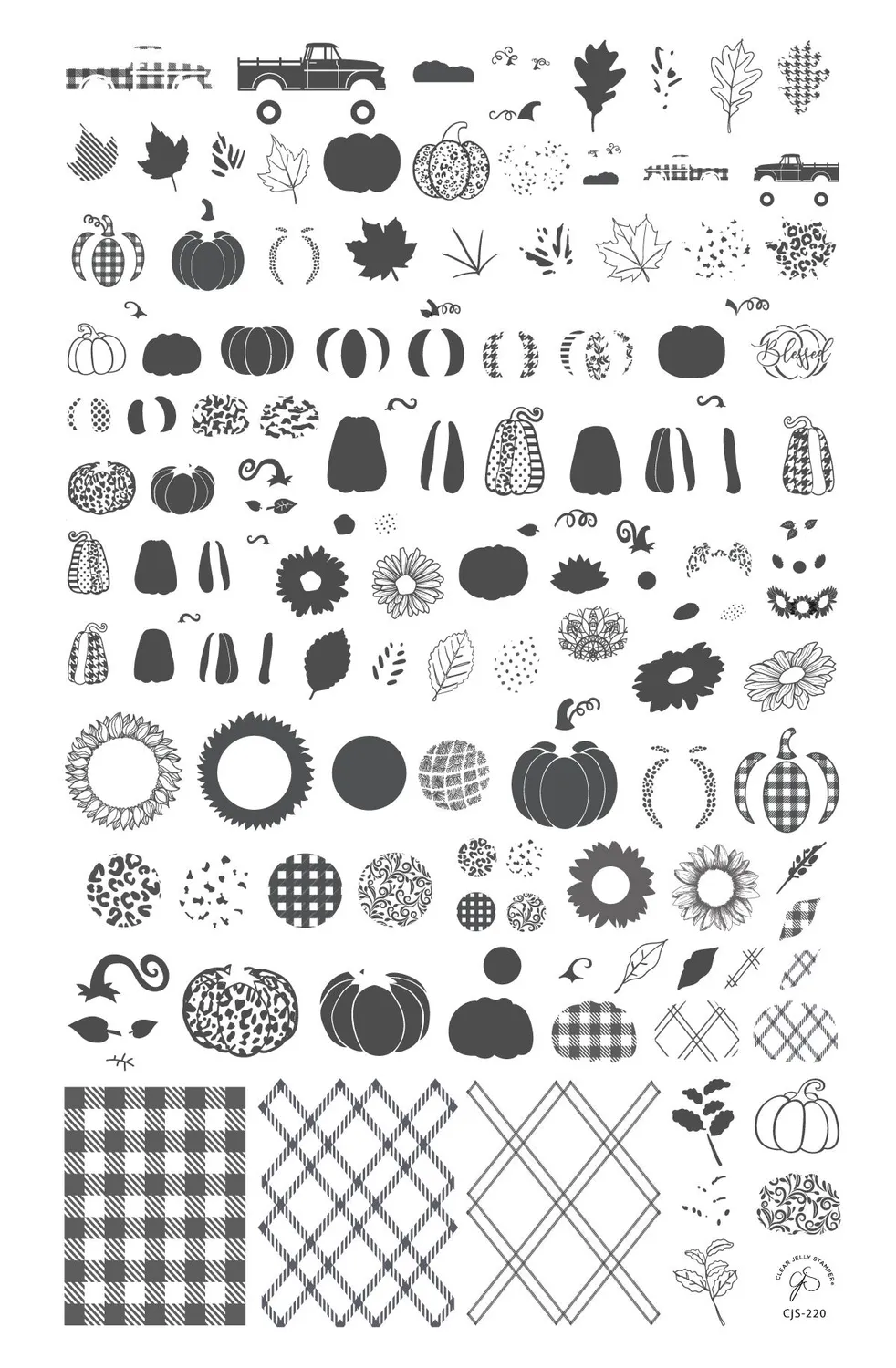 Clear Jelly Stamper Patterned Pumpkins CjS-220 stampingplade