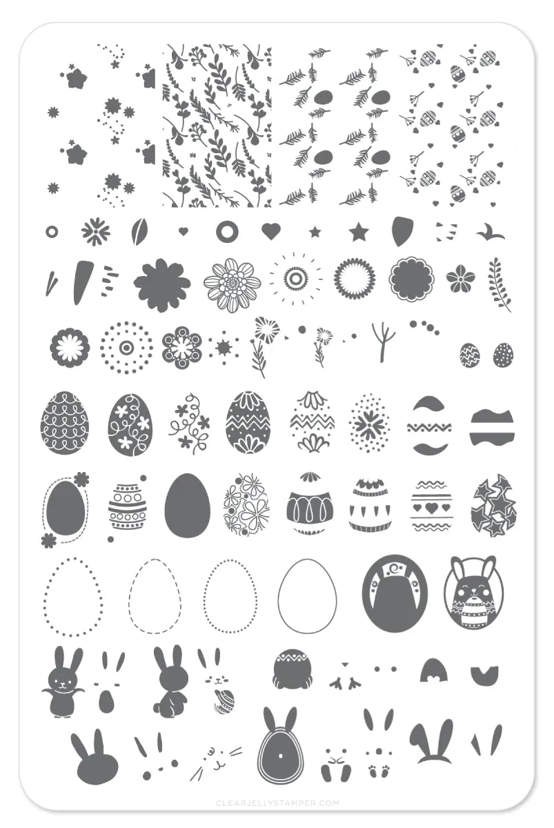 Clear Jelly Stamper Bunny-Kinz CjSH-11 stampingplade påske 14,5x9,5