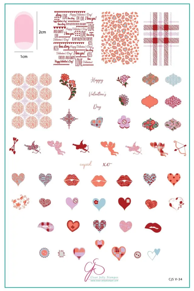 Clear Jelly Stamper Patterned Valentines CjSV-34 stemplingplade hjerter