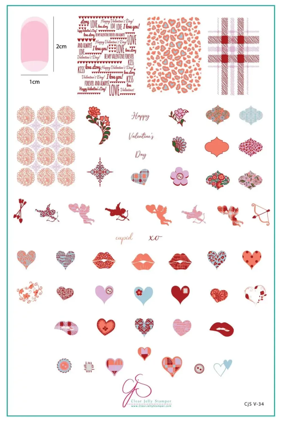 Clear Jelly Stamper Patterned Valentines CjSV-34 stemplingplade hjerter