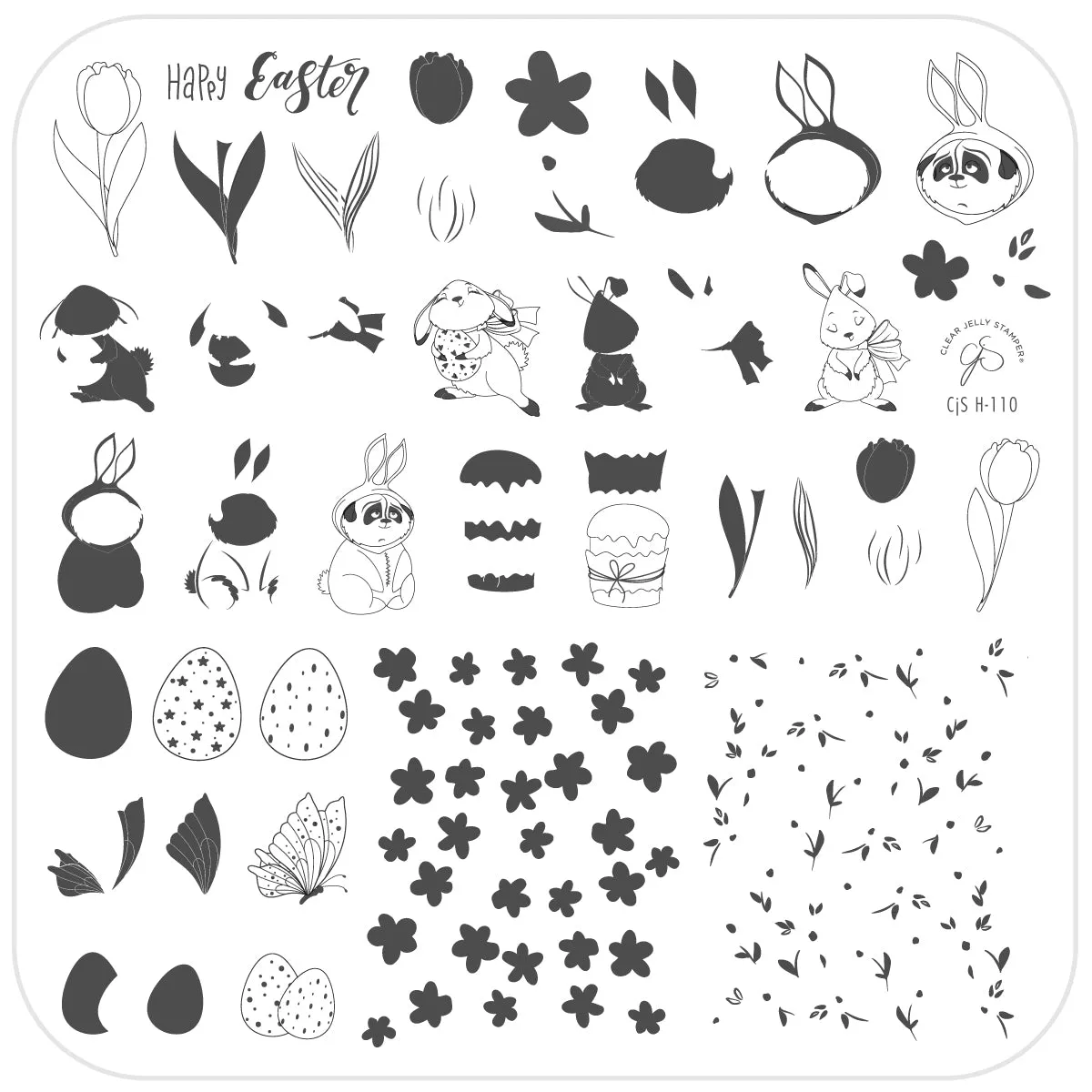 Clear Jelly Stamper CjSH-110 Tulip Tails stampingplade 8x8