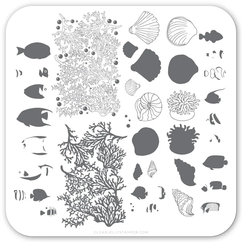 Clear Jelly Stamper LC-49 Underwater Tropical stampingplade 6x6 cm